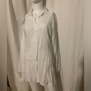 Tommy Bahama White Tunic or Shirt Dress with Corset Ties on Back Size Small